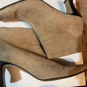 Suede Beige Pointed-Toe Ankle Heels